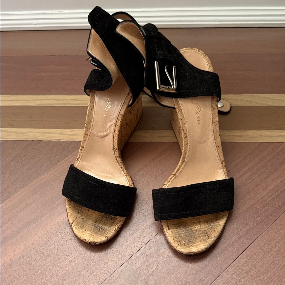 Gianvitto Rossi Black Wedge Sandals